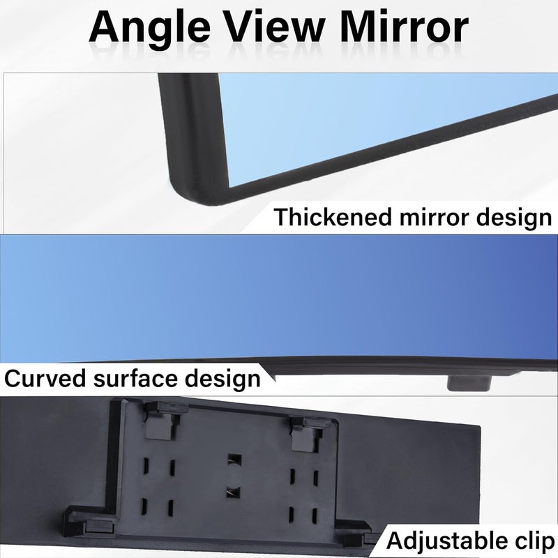 ecocstm Rear View Mirror, Universal 12 Inch Wide Angle Rear View Mirror, Convex Clip On Panoramic Rears Views Mirrors, Anti-Glare Extended Broadway Mirrors, Rearview Mirroring Accessories for Cars (Blue) - Image 5